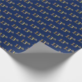 Blue, Faux Gold 13th (Dertiende) Event Cadeaupapier