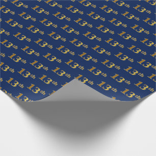 Blue, Faux Gold 13th (Dertiende) Event Cadeaupapier