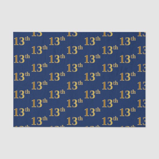 Blue, Faux Gold 13th (Dertiende) Event Tissuepapier (Voorkant)