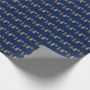 Blue, Faux Gold 14th (Veertiende) Event Cadeaupapier