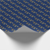 Blue, Faux Gold 15th (vijftiende) Event Cadeaupapier (Hoek)