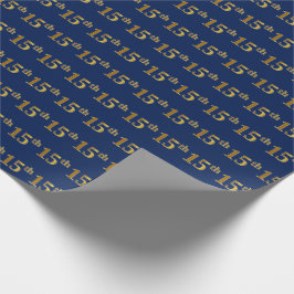 Blue, Faux Gold 15th (vijftiende) Event Cadeaupapier