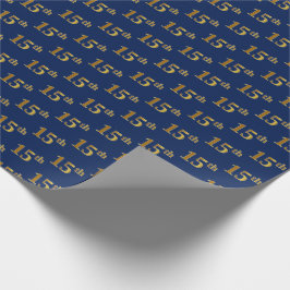 Blue, Faux Gold 15th (vijftiende) Event Cadeaupapier