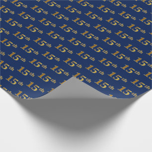 Blue, Faux Gold 15th (vijftiende) Event Cadeaupapier