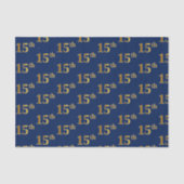 Blue, Faux Gold 15th (vijftiende) Event Tissuepapier (Voorkant)