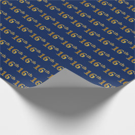 Blue, Faux Gold 16e (zestiende) gebeurtenis Cadeaupapier