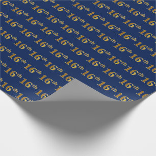 Blue, Faux Gold 16e (zestiende) gebeurtenis Cadeaupapier