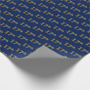 Blue, Faux Gold 17th (zeventiende) event Cadeaupapier