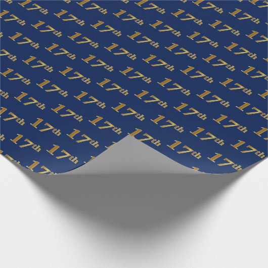 Blue, Faux Gold 17th (zeventiende) event Cadeaupapier (Hoek)