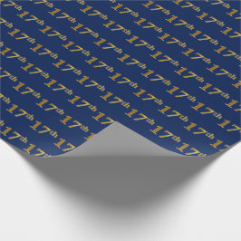 Blue, Faux Gold 17th (zeventiende) event Cadeaupapier