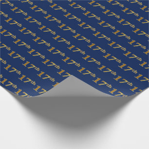 Blue, Faux Gold 17th (zeventiende) event Cadeaupapier