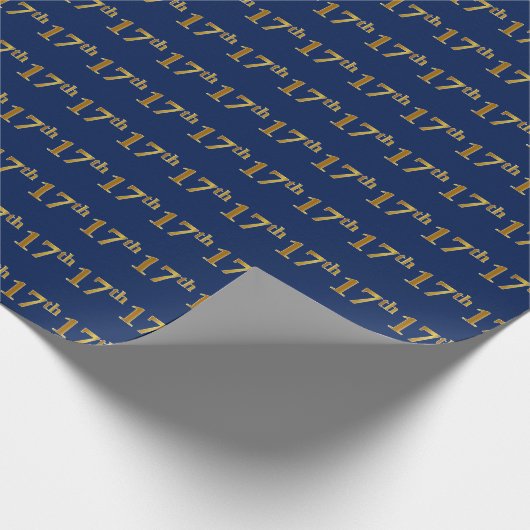 Blue, Faux Gold 17th (zeventiende) event Cadeaupapier (Hoek)