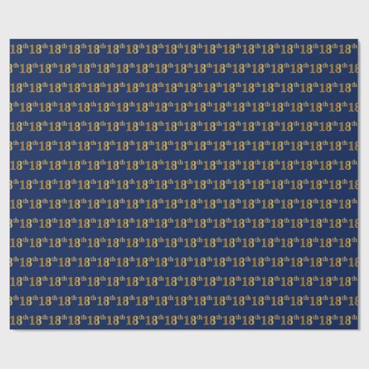 Blue, Faux Gold 18th (Achttiende) Event Cadeaupapier (Vlak)