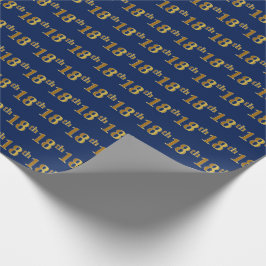 Blue, Faux Gold 18th (Achttiende) Event Cadeaupapier