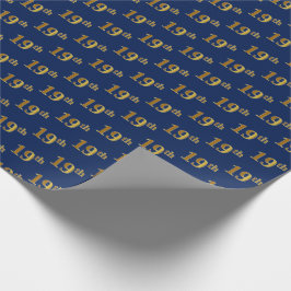 Blue, Faux Gold 19th (negentiende) event Cadeaupapier
