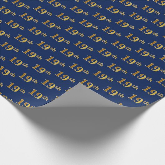 Blue, Faux Gold 19th (negentiende) event Cadeaupapier (Hoek)