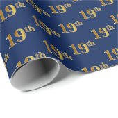 Blue, Faux Gold 19th (negentiende) event Cadeaupapier (Rol Hoek)