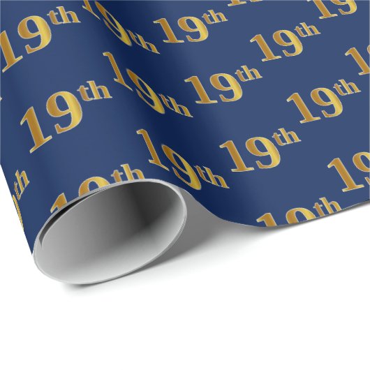 Blue, Faux Gold 19th (negentiende) event Cadeaupapier (Rol Hoek)