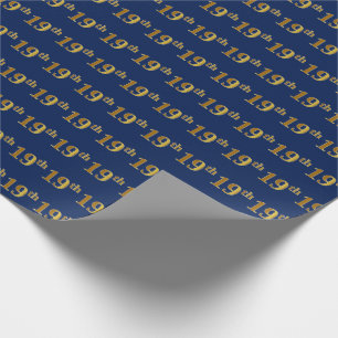 Blue, Faux Gold 19th (negentiende) event Cadeaupapier