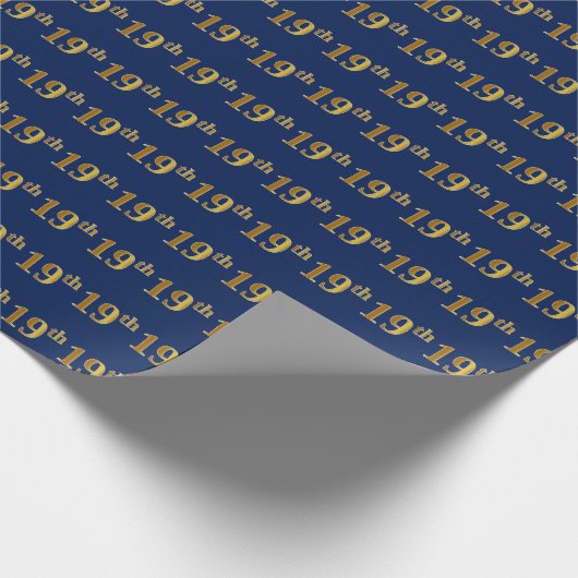 Blue, Faux Gold 19th (negentiende) event Cadeaupapier (Hoek)
