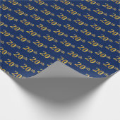 Blue, Faux Gold 20th (twintigste) event Cadeaupapier (Hoek)