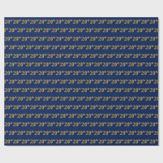 Blue, Faux Gold 20th (twintigste) event Cadeaupapier (Vlak)