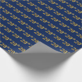Blue, Faux Gold 20th (twintigste) event Cadeaupapier (Hoek)