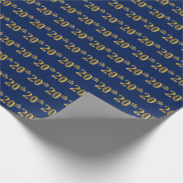 Blue, Faux Gold 20th (twintigste) event Cadeaupapier