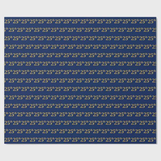 Blue, Faux Gold 25th (25th) Event Cadeaupapier (Vlak)