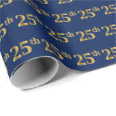 Blue, Faux Gold 25th (25th) Event Cadeaupapier (Rol Hoek)