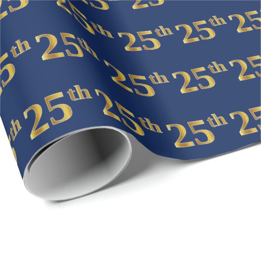 Blue, Faux Gold 25th (25th) Event Cadeaupapier (Rol Hoek)