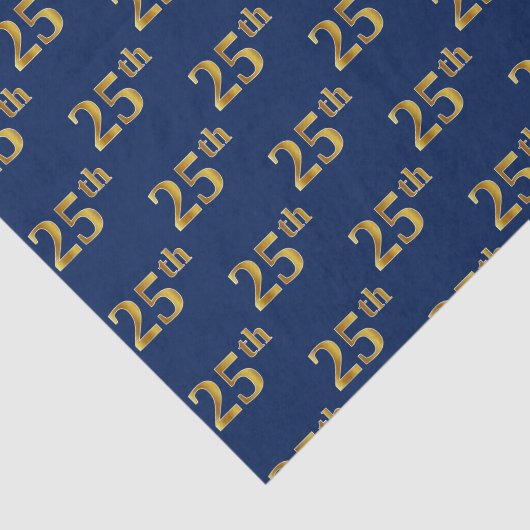 Blue, Faux Gold 25th (25th) Event Tissuepapier (Detail)