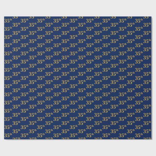 Blue, Faux Gold 35th (35th) Event Cadeaupapier (Vlak)