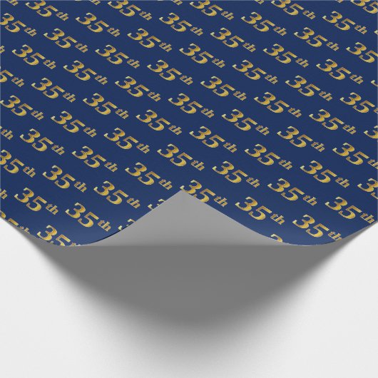 Blue, Faux Gold 35th (35th) Event Cadeaupapier (Hoek)