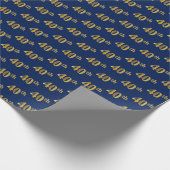 Blue, Faux Gold 40th (40ste) event Cadeaupapier (Hoek)