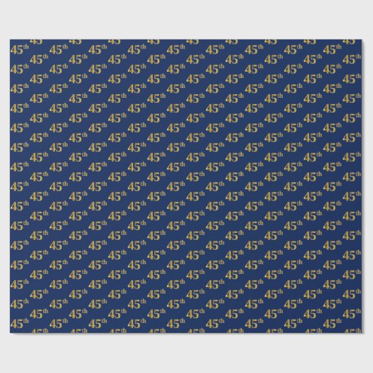 Blue, Faux Gold 45th (45th) Event Cadeaupapier (Vlak)