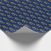 Blue, Faux Gold 45th (45th) Event Cadeaupapier (Hoek)