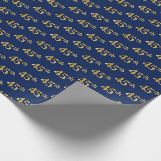 Blue, Faux Gold 45th (45th) Event Cadeaupapier (Hoek)
