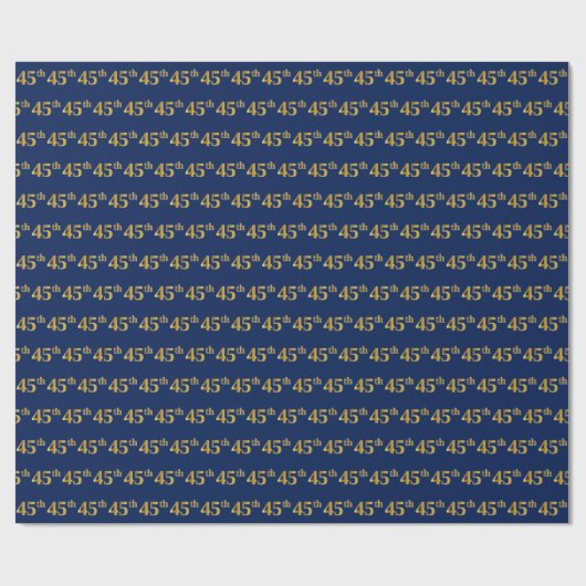 Blue, Faux Gold 45th (45th) Event Cadeaupapier (Vlak)