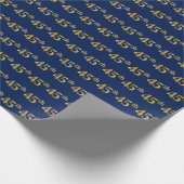 Blue, Faux Gold 45th (45th) Event Cadeaupapier (Hoek)