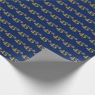 Blue, Faux Gold 45th (45th) Event Cadeaupapier