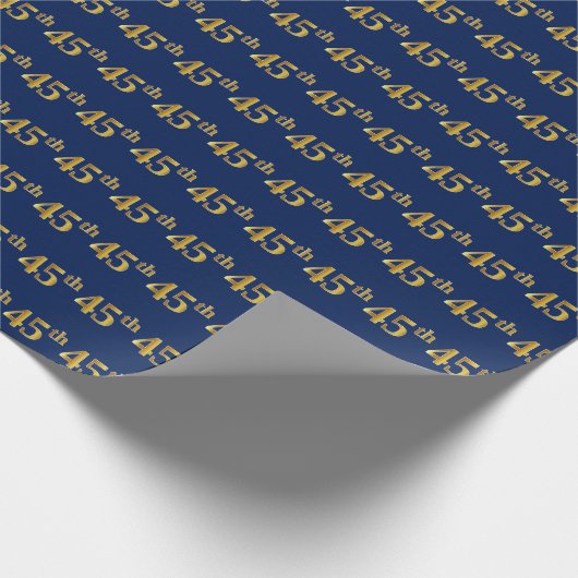 Blue, Faux Gold 45th (45th) Event Cadeaupapier (Hoek)