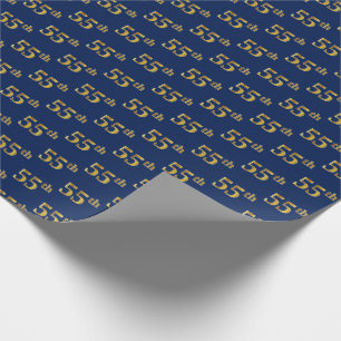 Blue, Faux Gold 55th (55th) Event Cadeaupapier