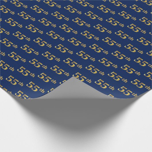 Blue, Faux Gold 55th (55th) Event Cadeaupapier (Hoek)