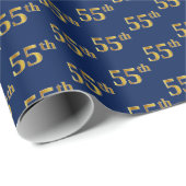 Blue, Faux Gold 55th (55th) Event Cadeaupapier (Rol Hoek)