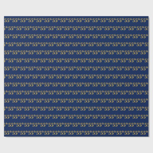 Blue, Faux Gold 55th (55th) Event Cadeaupapier (Vlak)