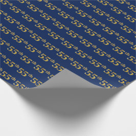 Blue, Faux Gold 55th (55th) Event Cadeaupapier