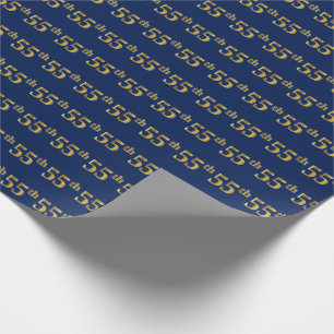 Blue, Faux Gold 55th (55th) Event Cadeaupapier