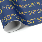 Blue, Faux Gold 55th (55th) Event Cadeaupapier (Rol Hoek)