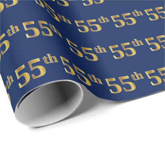 Blue, Faux Gold 55th (55th) Event Cadeaupapier (Rol Hoek)